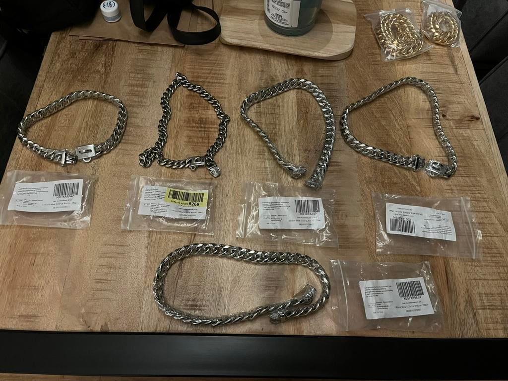 | Nieuw | Stalen honden kettingen | Zilver & goud |, Ophalen of Verzenden, Nieuw