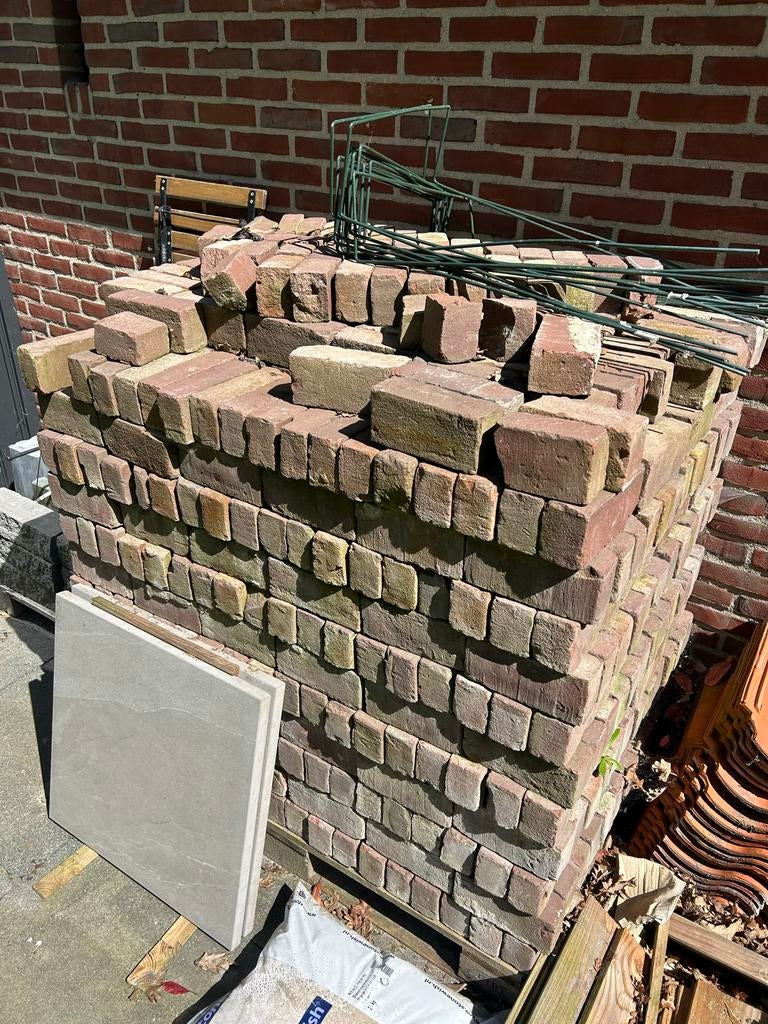 Gebakken waaltjes dikformaat voor terras of oprit, Tuin en Terras, Tegels en Klinkers, Ophalen of Verzenden, Gebruikt, 5 tot 10 m²