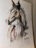 Aquarel tekening paard, Antiek en Kunst, Kunst | Tekeningen en Foto's, Ophalen of Verzenden
