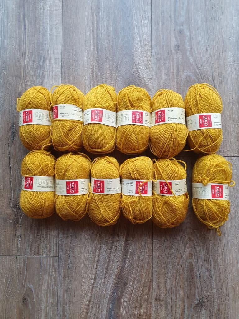 Hema wol 12 bollen kleur okergeel / mosterdgeel, Ophalen of Verzenden, Nieuw, Breien of Haken, Wol of Garen