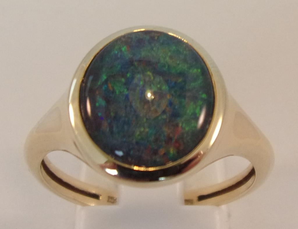 Zegelring met Australische Opaal triplet - nieuw, Verzenden, 19 tot 20, Nieuw, Dame of Heer