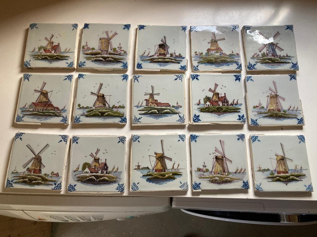 tegeltjes molens boten Tichelaar Makkum story tiles, Ophalen of Verzenden