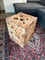 Uniek Houten Blok / Bijzettafel van boomstammetjes, Ophalen, Minder dan 45 cm, Minder dan 55 cm, Gebruikt
