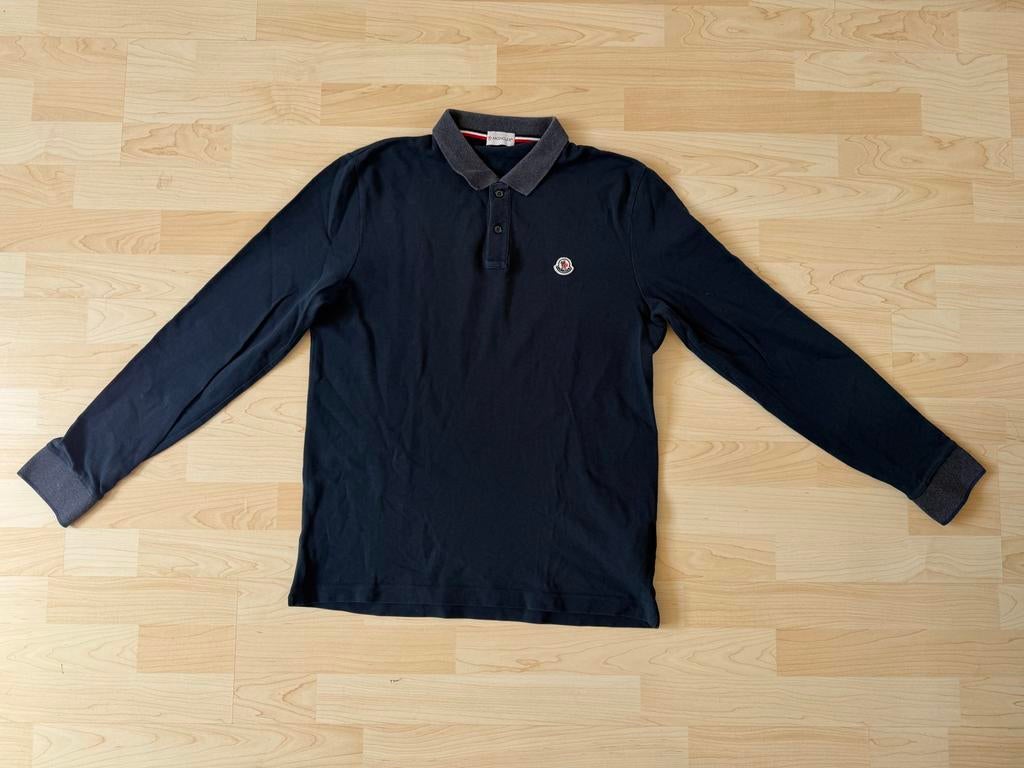 Originele Moncler Polo Lange Mouwen - Maat L, Kleding | Heren, Polo's, Ophalen of Verzenden, Gedragen, Maat 52/54 (L), Blauw