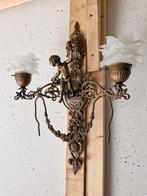 Gave antieke grote bronzen cupido engelen wandlamp, Ophalen of Verzenden