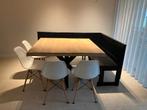 eiken tafel en een hoekbank, Huis en Inrichting, Tafels | Eettafels, Ophalen, Gebruikt, Vijf personen of meer, 100 tot 150 cm