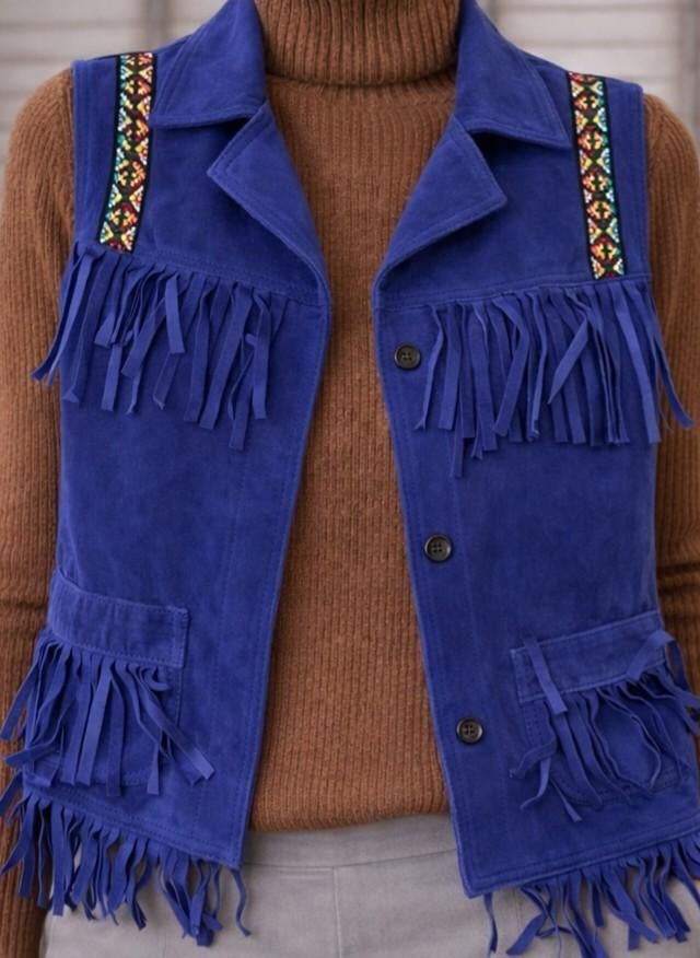 IBANA splinternieuwe suède gilet met franjes, maat 36., Blauw, IBANA, Nieuw, Ophalen of Verzenden