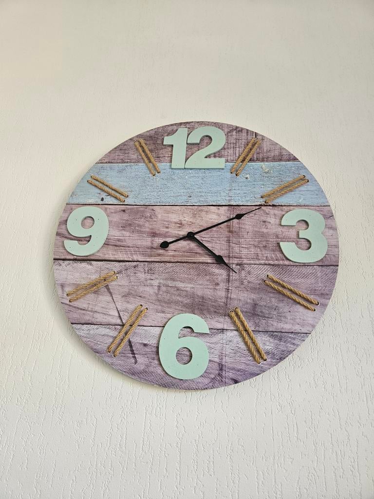 Steigerhout klok 60cm, Ophalen of Verzenden, Wandklok