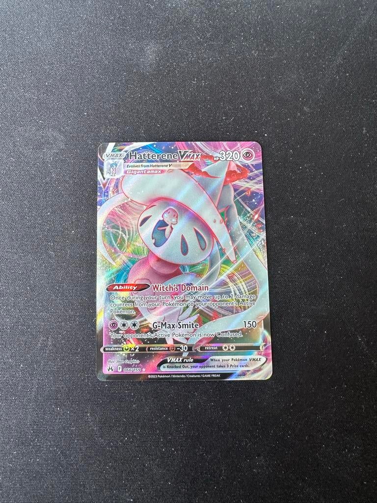 Hatterene VMAX 066/159 Pokémon Kaart, Ophalen of Verzenden, Zo goed als nieuw, Losse kaart, Foil