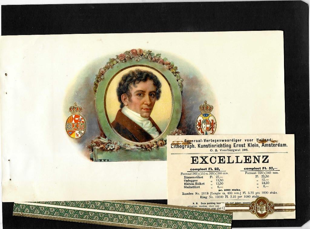 Gebr. KLingenberg   set etiket  Excellenz, Ophalen of Verzenden, Gebruikt, Sigarenbandjes
