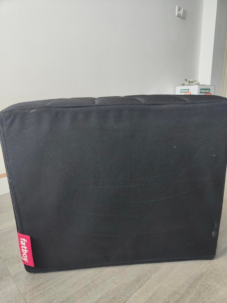 Fatboy poef - Zwart, vierkant en comfortabel, Huis en Inrichting, Banken | Voetenbanken en Poefen, Ophalen, Gebruikt, Stof, 50 tot 75 cm