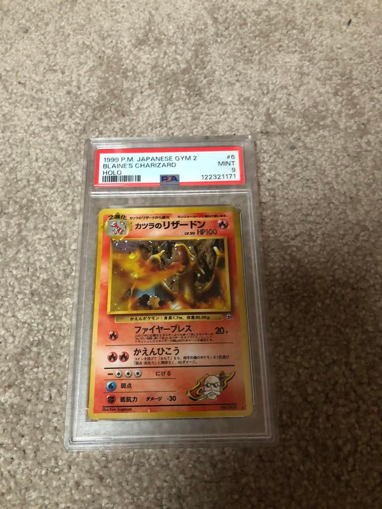 Blaine’s Charizard Japanese - PSA 9, Ophalen of Verzenden, Zo goed als nieuw
