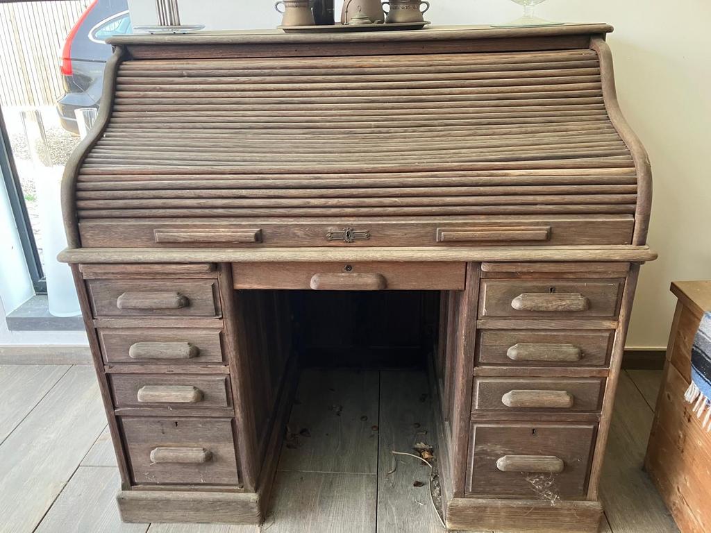 Authentiek Rolbureau - Vintage Houten Bureau, Ophalen