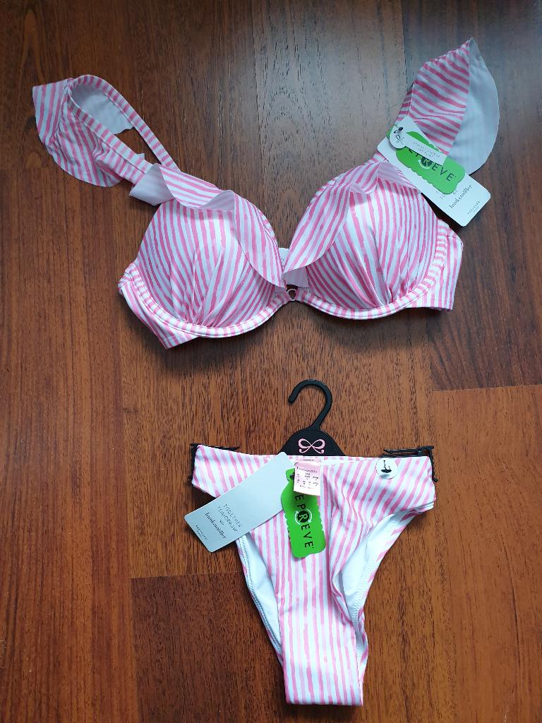 Nieuw roze wit gestreepte bikini 75D + M, Nieuw, Ophalen of Verzenden, Roze, Bikini