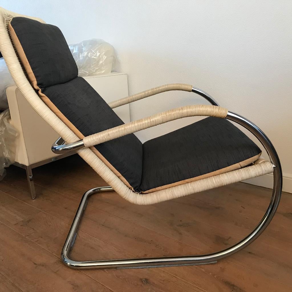 Tecta Fauteuil D35 buisframe Kragstuhl stoel design vintage, Gebruikt, 75 tot 100 cm, Ophalen of Verzenden, Nvt