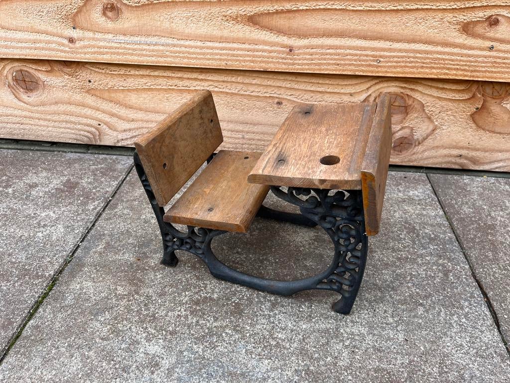 vintage miniatuur schoolbankje, poppenmeubilair, verzamel, Antiek en Kunst, Ophalen of Verzenden