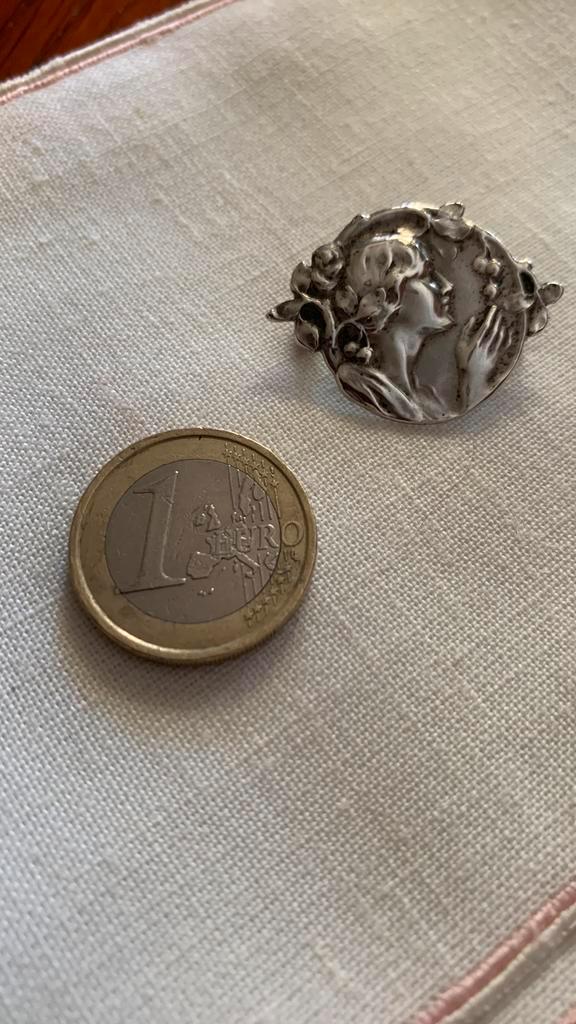 ZO MOOIE ANTIEKE ART NOUVEAU ZILVEREN A MUCHA STIJL BROCHE, Sieraden, Tassen en Uiterlijk, Antieke sieraden, Broche, Zilver, Ophalen of Verzenden