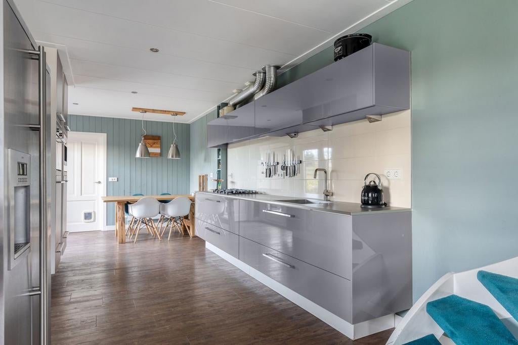 Complete keuken met Bauknecht, Etna, Bosch apparatuur, Ophalen, Gebruikt, Grijs, Enkelwandige keuken