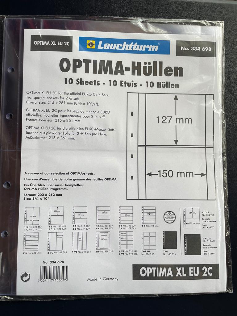 nieuwe 2-vaks bladen van Leuchtturm Optima xl eu 2c ., Ophalen of Verzenden, Verzamelmap