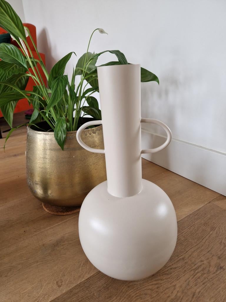 Goossens Vaas - Mat Beige - 43 cm, Overige materialen, Overige kleuren, Nieuw, Ophalen of Verzenden