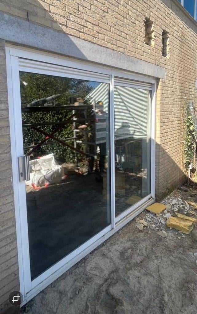 Aluminium schuifpui in een hardhouten kozijn, Doe-het-zelf en Verbouw, Kozijnen en Schuifpuien, 225 cm of meer, Ophalen of Verzenden