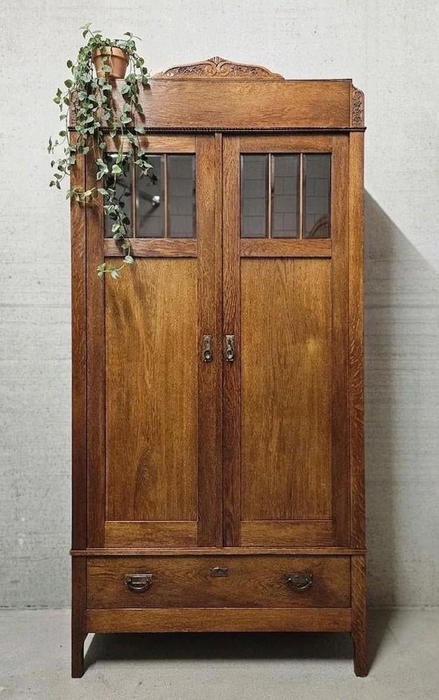 Antieke brocante Art Deco meidenkast vintage linnenkast kast, Ophalen of Verzenden