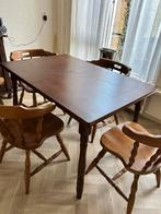 Gratis Eiken eethoek uitschuifbaar met stoelen, Ophalen, Gebruikt, 4 tot 6 stoelen