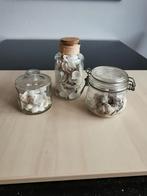 Glazen potten met schelpen ter decoratie, Ophalen of Verzenden, Zo goed als nieuw