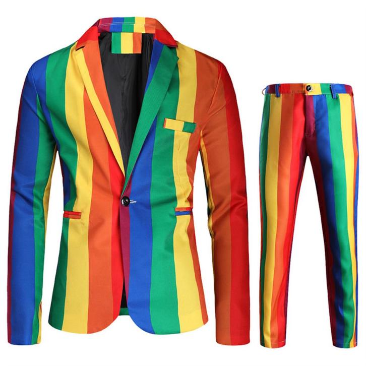 Heren regenboog kostuum pak blazer feest colbert broek luxe, Kleding | Heren, Kostuums en Colberts, Nieuw, Overige maten, Overige kleuren