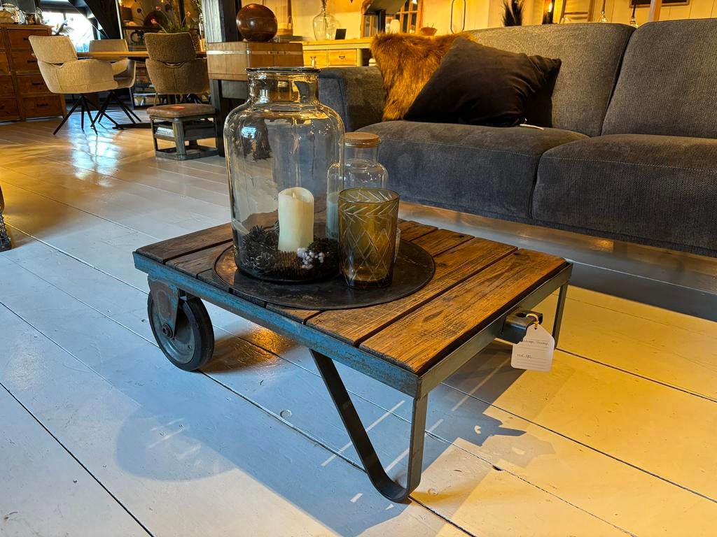 Salontafel, Trolley, Bijzettafel, Tafeltje, Industrieel, Ophalen, 50 tot 100 cm, 50 tot 100 cm, Zo goed als nieuw