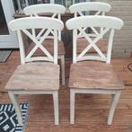 4 houten eetstoelen, Ophalen, Gebruikt, Wit, Vier