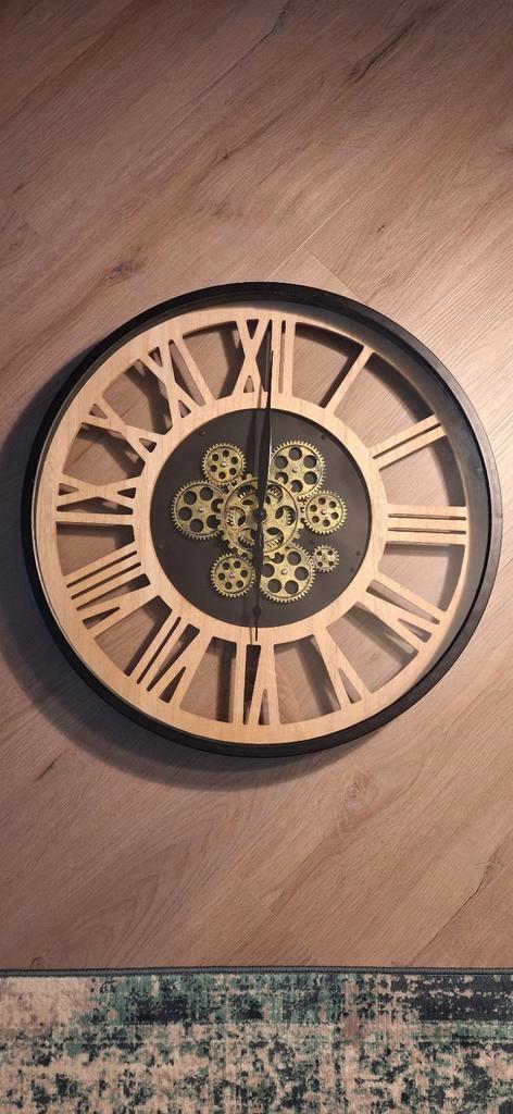 Mooie Wandklok met Tandwielen, Huis en Inrichting, Woonaccessoires | Klokken, Zo goed als nieuw, Wandklok, Analoog, Ophalen