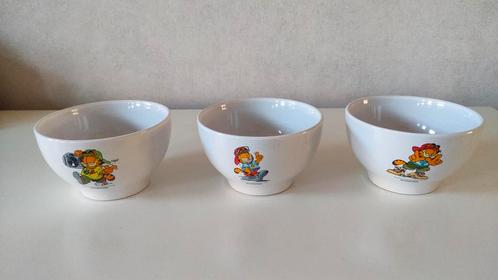 3 Garfield ontbijt- soepkommen, Huis en Inrichting, Keuken | Servies, Zo goed als nieuw, Kom(men), Overige stijlen, Aardewerk