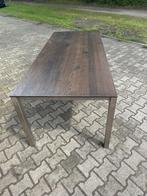 Notenhouten Eettafel met RVS Frame, Huis en Inrichting, Tafels | Eettafels, Ophalen, Gebruikt, 100 tot 150 cm, 150 tot 200 cm