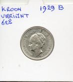 1929 B DE KROON VARIANT   PRACHTIG ZIE OM SCHRIJVING, ½ gulden, Zilver, Ophalen of Verzenden, Koningin Wilhelmina