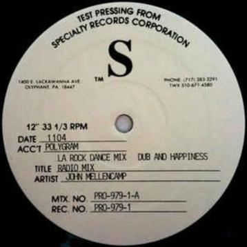 John Mellencamp 12" Promo/Test Pressing "Love & Hapiness" beschikbaar voor biedingen
