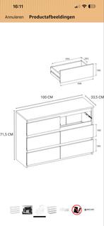 Witte commode met 6 laden - 100x71,5x33,5cm, Ophalen, Overige materialen, 100 tot 150 cm, Nieuw