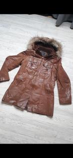 Lederen bruin cognac dames jas herfst/winter  L, Ophalen of Verzenden, Zo goed als nieuw, Maat 42/44 (L), Bruin