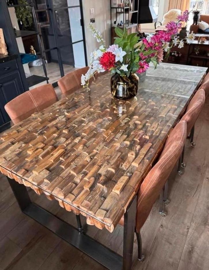 6 Eetkamerstoelen Den Bommel met wieltjes, Huis en Inrichting, Tafels | Eettafels, Zo goed als nieuw, 50 tot 100 cm, Minder dan 50 cm