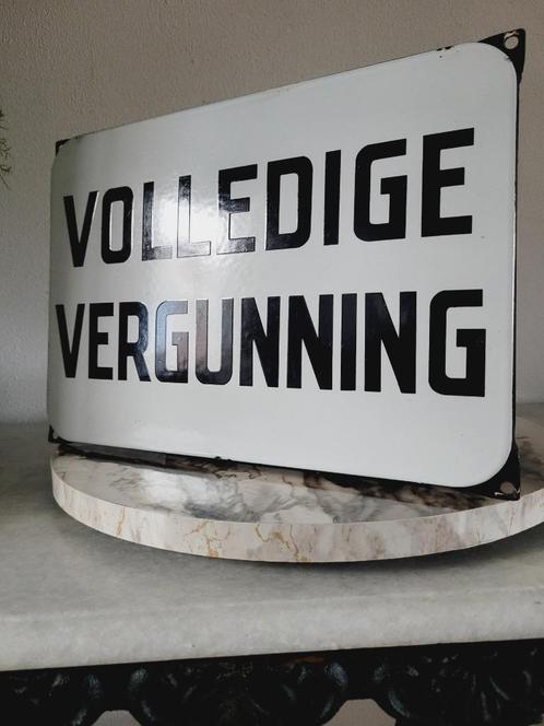 Emaille Verbodsbord, Volledige Vergunning, 1950, Antiek en Kunst, Antiek | Emaille, Ophalen of Verzenden