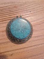 Antieke Tibetaanse hanger met turquoise (6,5 cm)