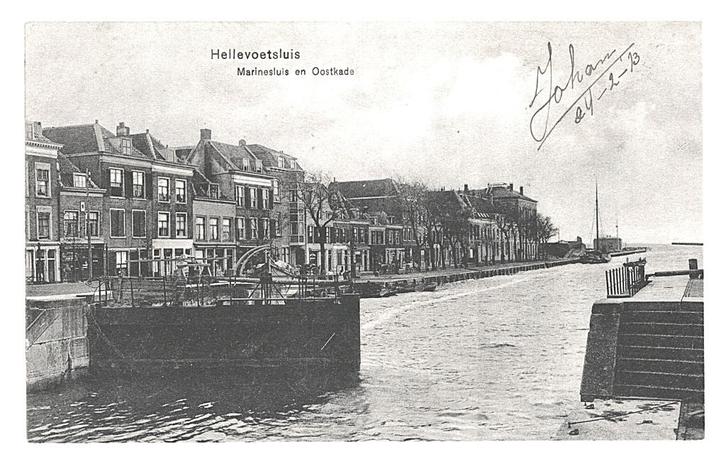 978886 Hellevoetsluis 1911 ZH Marinesluis Oostkade Gelopen, Verzamelen, Ansichtkaarten | Nederland, Gelopen, Zuid-Holland, Voor 1920
