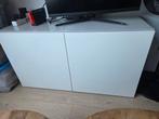 Ikea Besta Tv meubel wit hoogglans met glasplaat, Ophalen of Verzenden, Gebruikt
