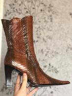 Dameslaarzen van echt slangenleer – zo goed als nieuw, Ophalen of Verzenden, Zo goed als nieuw, Bruin, Lage of Enkellaarzen