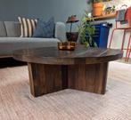 Dark, solid wood circular coffee table, Zo goed als nieuw, Ophalen