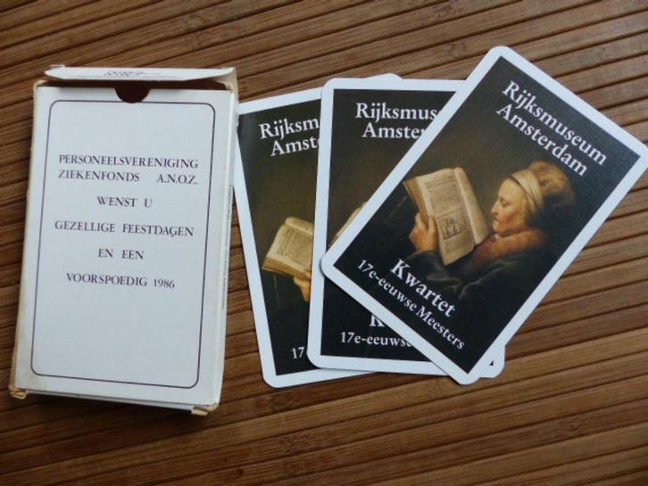 kwartetspel kwartet 17e eeuwse meesters 1986 rijksmuseum, Verzamelen, Speelkaarten, Jokers en Kwartetten, Zo goed als nieuw, Kwartet(ten)