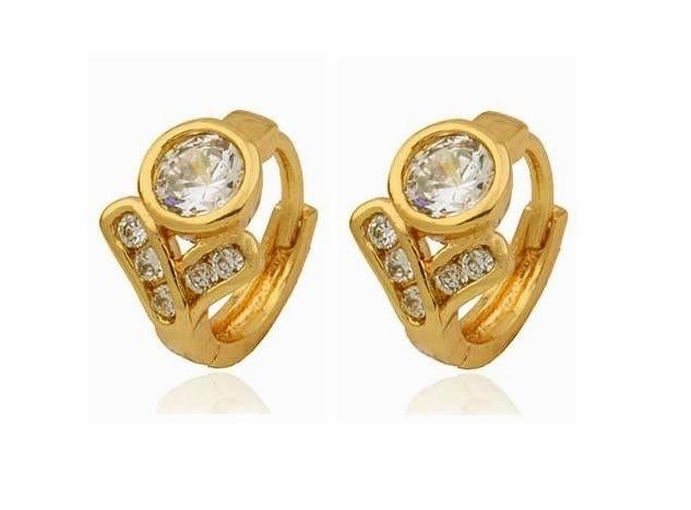 Oorbellen goud 18k creolen - oorringen met zirkonia, Overige materialen, Hangers, Nieuw, Ophalen of Verzenden