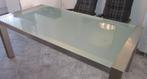 RVS-eettafel met glazen blad, Huis en Inrichting, Tafels | Eettafels, Ophalen, 200 cm of meer, 50 tot 100 cm, Vijf personen of meer