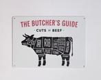 Delen van het Rund butchers guide reclamebord van metaal, Tuin en Terras, Info@deconoord.nl, Deco Noord, Nieuw, Ophalen of Verzenden