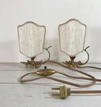 Set antieke Franse bronzen tafellampjes met schermpje